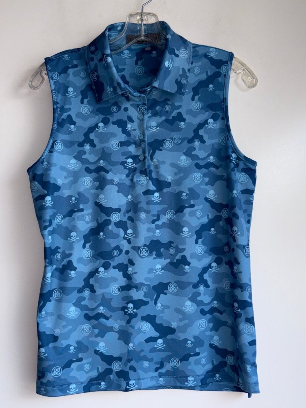 G/FORE Sleeveless Golf Polo Medium Camo Skull Blue